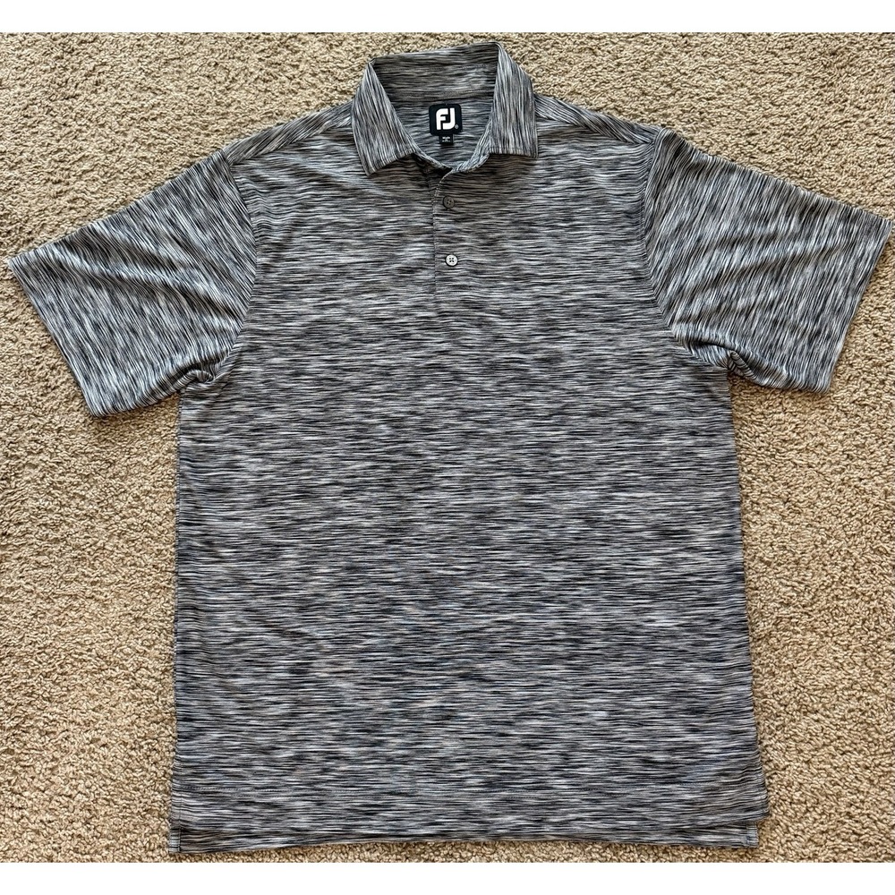 FootJoy Mens Golf Polo Short Sleeve Size Medium Gray‎ Heathered Performance